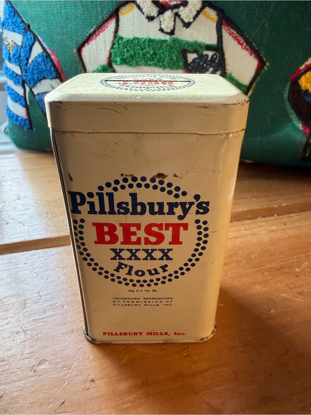 Pillsbury’s Best Vintage Tin - White & Red Kids Toy Prop